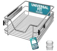 CASARIA® 2x Pull Out Telescopic Kitchen Drawer | For 40cm Units - 36cm Internal Cabinet Dimensions | Chrome-Plated | 20kg Load Capacity | Basket Shelf Organiser Storage Space Saving