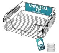 CASARIA® 2x Pull Out Telescopic Kitchen Drawer | For 50cm Units - 46cm Internal Cabinet Dimensions | Chrome-Plated | 20kg Load Capacity | Basket Shelf Organiser Storage Space Saving