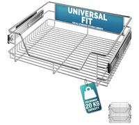 CASARIA® 2x Pull Out Telescopic Kitchen Drawer | For 60cm Units - 56cm Internal Cabinet Dimensions | Chrome-Plated | 20kg Load Capacity | Basket Shelf Organiser Storage Space Saving