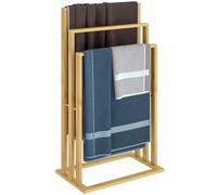 1x Towel Holder Bamboo 3 Poles In A Staircase Towel Stand Rail Free-Standing Bathroom