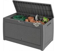 Casaria 310L Plastic Rattan Effect Garden Storage Box Lockable 119X48X60Cm Grey