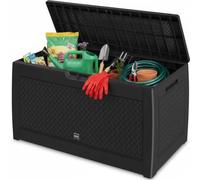 CASARIA® 310L Waterproof Garden Storage Box | Plastic Storage Box with Lid | Storage Boxes with Lids | Deck Box Lockable Storage Boxes | Weather Resistant | 119x48x60cm | Woven Effect | Anthracite