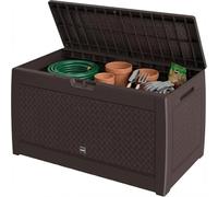 CASARIA® 310L Waterproof Garden Storage Box | Plastic Storage Box with Lid | Storage Boxes with Lids | Parcel Deck Box Lockable Storage Boxes | Weather Resistant | 119x48x60cm | Woven Effect | Brown