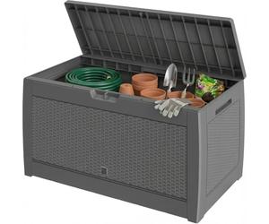 CASARIA® 310L Waterproof Garden Storage Box | Plastic Storage Box with Lid | Storage Boxes with Lids | Parcel Deck Box Lockable Storage Boxes | Weather Resistant | 119x48x60cm | Rattan Effect | Grey