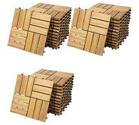 CASARIA 33 Acacia Wood Mosaic Decking Tiles 30x30 cm FSC Certified 3 m2 | Cuttable Interlocking Deck Tiles with Plug In System for Garden Terrace Hot Tub Balcony Patio Paths and Outdoor Flooring