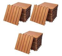 CASARIA 33 FSC Eucalyptus Wooden Decking Tiles 30x30 cm Click Flooring | Cuttable Interlocking FSC Certified Eucalyptus Deck Tiles with Drainage for Garden Patio Balcony Terrace Outdoor Flooring