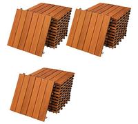 CASARIA® 33x Wooden Acacia Decking Tiles | 30x30cm | Cuttable Interlocking System | Drainage System | Garden Balcony Patio Click Lock-in Flooring Deck | FSC-Certified Acacia Wood | 33 Tiles
