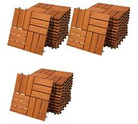 CASARIA® 33x Wooden Acacia Mosaic Decking Tiles | 30x30cm | Cuttable Interlocking System | Drainage System | Garden Patio Click Lock-in Flooring Deck | FSC-Certified Acacia Wood | 33 Tiles