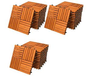 CASARIA® 33x Wooden Quattro Mosaic Decking Tiles Pack 30x30cm