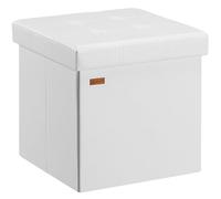 CASARIA® 38cm Square Foldable Foot Stool with Storage Space | Faux Leather with Removable Footrest Padded Lid | 38x38cm Upholstered Ottoman | 40 Litre Capacity Chest | Shoe Accessory Store Box | White