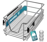 Casaria 3X Pull Out Telescopic Kitchen Drawer, For 30Cm Units - 26Cm Internal Cabinet Dimensions, Chrome-Plated, 20Kg Load