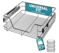 Casaria 3X Pull Out Telescopic Kitchen Drawer, For 50Cm Units - 46Cm Internal Cabinet Dimensions, Chrome-Plated, 20Kg Load
