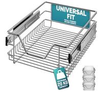 CASARIA® 3x Pull Out Telescopic Kitchen Drawer | For 40cm Units - 36cm Internal Cabinet Dimensions | Chrome-Plated | 20kg Load Capacity | Basket Shelf Organiser Storage Space Saving