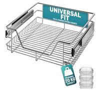 CASARIA® 3x Pull Out Telescopic Kitchen Drawer | For 50cm Units - 46cm Internal Cabinet Dimensions | Chrome-Plated | 20kg Load Capacity | Basket Shelf Organiser Storage Space Saving