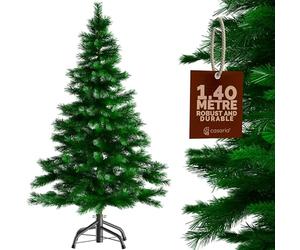 CASARIA 4.7 ft Artificial Christmas Tree 140 cm Noble Fir Look Metal Stand | Realistic Noble Fir Style Xmas Tree with Metal Stand and Easy Assembly for Home Office Living Room Hallway and Festive Decor