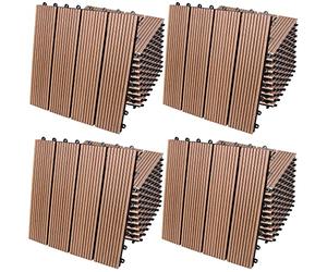 CASARIA 44 WPC Composite Decking Tiles 30x30 cm Classic Terracotta 4 m2 | Cuttable Interlocking Click Lock Deck Tiles with Drainage System for Garden Balcony Patio Terrace Decking and Outdoor Use