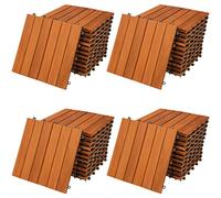 CASARIA® 44x Wooden Acacia Decking Tiles | 30x30cm | Cuttable Interlocking System | Drainage System | Garden Balcony Patio Click Lock-In Flooring Deck | FSC-Certified Acacia Wood | 44 Tiles