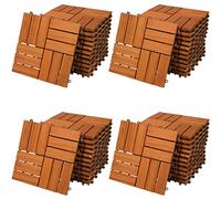 CASARIA® 44x Wooden Acacia Mosaic Decking Tiles | 30x30cm | Cuttable Interlocking System | Drainage System | Garden Patio Click Lock-in Flooring Deck | FSC-Certified Acacia Wood | 44 Tiles