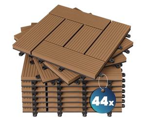 CASARIA® 44x WPC Composite Mosaic Terracotta Decking Tiles 30x30cm | Cuttable Interlocking System | Drainage System | Garden Balcony Patio Click Lock-in Flooring Deck | Set of 44 Tiles 4m²