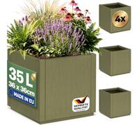 CASARIA® 4x Flower Box Planter Plant Pot Trough, 35L Capacity, 36x36x35cm
