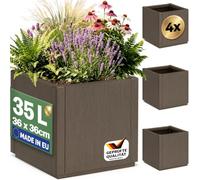 CASARIA® 4x Flower Box Planter Plant Pot Trough, 35L Capacity, 36x36x35cm