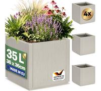 CASARIA® 4x Flower Box Planter Plant Pot Trough, 35L Capacity, 36x36x35cm