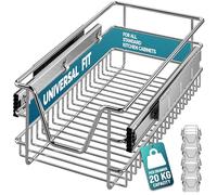 CASARIA® 4x Pull Out Telescopic Kitchen Drawer | For 30cm Units - 26cm Internal Cabinet Dimensions | Chrome-Plated | 20kg Load Capacity | Basket Shelf Organiser Storage Space Saving
