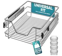 CASARIA® 4x Pull Out Telescopic Kitchen Drawer | For 40cm Units - 36cm Internal Cabinet Dimensions | Chrome-Plated | 20kg Load Capacity | Basket Shelf Organiser Storage Space Saving