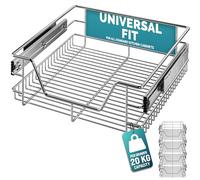 CASARIA® 4x Pull Out Telescopic Kitchen Drawer | For 50cm Units - 46cm Internal Cabinet Dimensions | Chrome-Plated | 20kg Load Capacity | Basket Shelf Organiser Storage Space Saving