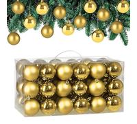 CASARIA® 54Pcs 6cm Christmas Tree Baubles Set | Xmas Decorations Balls | Festive Indoor Outdoor Hanging Ornaments | 27x Glossy 27x Matt Finish Holiday Decs | Radiant Gold