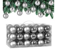 CASARIA® 54Pcs 6cm Christmas Tree Baubles Set | Xmas Decorations Balls | Festive Indoor Outdoor Hanging Ornaments | 27x Glossy 27x Matt Finish Holiday Decs | Elegant Silver
