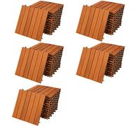 CASARIA® 55x Wooden Acacia Decking Tiles | 30x30cm | Cuttable Interlocking System | Drainage System | Garden Balcony Patio Click Lock-In Flooring Deck | FSC-Certified Acacia Wood | 55 Tiles