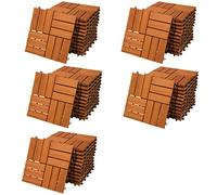 CASARIA® 55x Wooden Acacia Mosaic Decking Tiles | 30x30cm | Cuttable Interlocking System | Drainage System | Garden Patio Click Lock-in Flooring Deck | FSC-Certified Acacia Wood | 55 Tiles