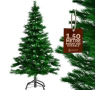 CASARIA® Green Artificial Fir Christmas Tree | With Black Metal Base | 5ft Xmas Tree With Stand | PVC Plastic, Fire Retardant | Quick & Easy Assembly | 150cm / 5ft