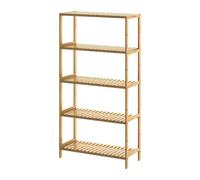 CASARIA® Bamboo Standing Shelf Unit | 5 Tiers | Height Adjustable Bathroom Storage Shelves | Wardrobe Shoe Rack | Lounge Kitchen Hallway | Plant Stand Book Shelf Towel Rack | 130x60x26 cm