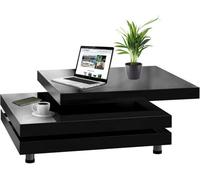 Casaria Black High Gloss Rotating Coffee Table 3 Tier 360 Degree 76X76 Cm