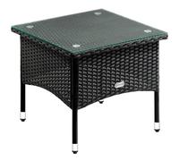 CASARIA® Black Square Poly Rattan Garden Coffee Table Glass Top 50x50x45 cm | Weatherproof Coffee Table with Height Adjustable Feet for Indoor Outdoor Patio Terrace Balcony Conservatory Bistro Furniture