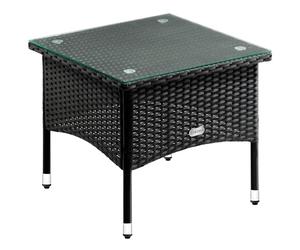 CASARIA® Black Square Poly Rattan Garden Coffee Table Glass Top 50x50x45 cm | Weatherproof Coffee Table with Height Adjustable Feet for Indoor Outdoor Patio Terrace Balcony Conservatory Bistro Furniture