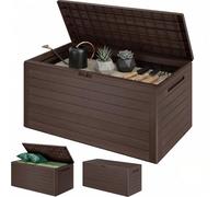 CASARIA Brown 280 L Garden Storage Box Weatherproof Lockable Plastic Chest