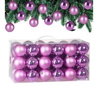 CASARIA® Christmas Tree Baubles Set of 54 Shatterproof Ornaments Xmas Decorations | Modern | 6cm | Gold, Silver, White, Red, Green, Pink | Home Decoration for Christmas Tree | Christmas Decorations UK