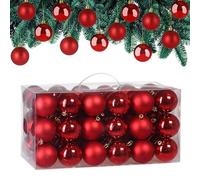 CASARIA® Christmas Tree Baubles Set of 54 Shatterproof Ornaments Xmas Decorations | Modern | 6cm | Gold, Silver, White, Red, Green, Pink | Home Decoration for Christmas Tree | Christmas Decorations UK