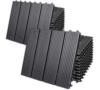 CASARIA Classic WPC Composite Anthracite Decking Tiles 30x30cm, Set of 22