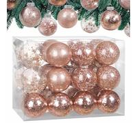 CASARIA® 24 Clear Fillable Baubles Balls with Decorations Filling Included | Customisable Bauble Set for Tree, Christmas Decorations, Halloween Decorations | Best Christmas Tree | Gold Rose Pink Red