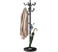 CASARIA® Coat Stand Coat Rack, Hat Stand with Hooks, Marble Base, Black | 14x Rotatable Coat Hangers, Sturdy & Stylish Clothes Rack for Hallways & Offices Furniture 175cm Tall
