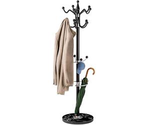CASARIA® Coat Stand Coat Rack, Hat Stand with Hooks, Marble Base, Black