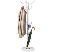 CASARIA® Coat Stand Coat Rack, Hat Stand with Hooks, Marble Base, White | 14x Rotatable Coat Hangers, Sturdy & Stylish Clothes Rack for Hallways & Offices Furniture 175cm Tall