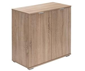 CASARIA Deuba® Alba Bookshelf Cabinet with 2 Doors | 71x74x35cm | Height Adjustable Shelf | Modern Side Storage Unit | Wooden Bookcase Study Office Multi Purpose | Oak Effect