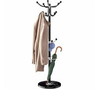 CASARIA® Elegant Coat Rack Hat Stand with Marble Base Coat Stand and 14x Rotatable Coat Hangers | Sturdy & Stylish Clothes Rack for Hallways & Offices Furniture | Black | 175cm Tall