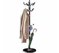 CASARIA® Elegant Curved Coat Rack with Black Marble Base and 14 x 360° Rotatable Hooks | Sturdy & Stylish Clothing Organiser for Hallways, Foyers & Offices | Black | 37 x 37 x 175cm