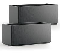 CASARIA® Ethica 2x Flower Box Planter | 80L Capacity | 80 x 36 x 35 cm, Drain Base, Winterproof, Garden Planter, Plant Pot, Flower Tub | Robust Weatherproof Plastic | Set of 2 | Anthracite